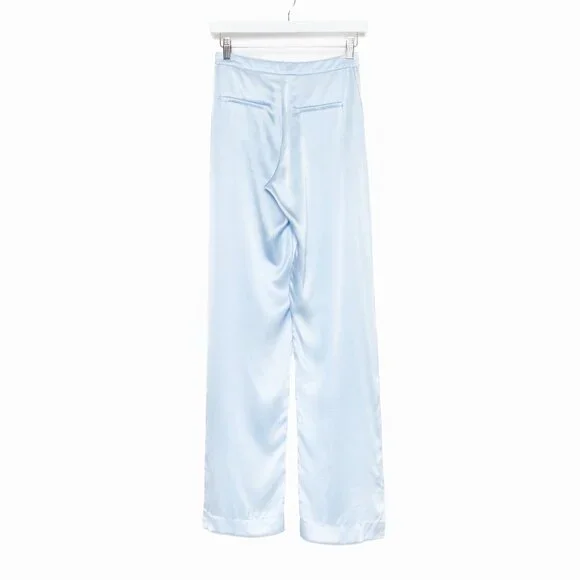 Sablyn Light Blue Silk Wide-Leg Button Fly Pants – Sample Style — Size XS